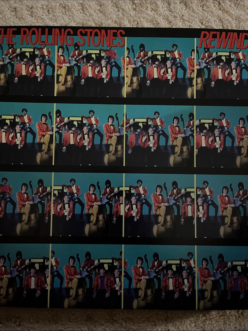 The Rolling Stones 'Rewind' Inner Sleeve with Teal & Red Header Artwork